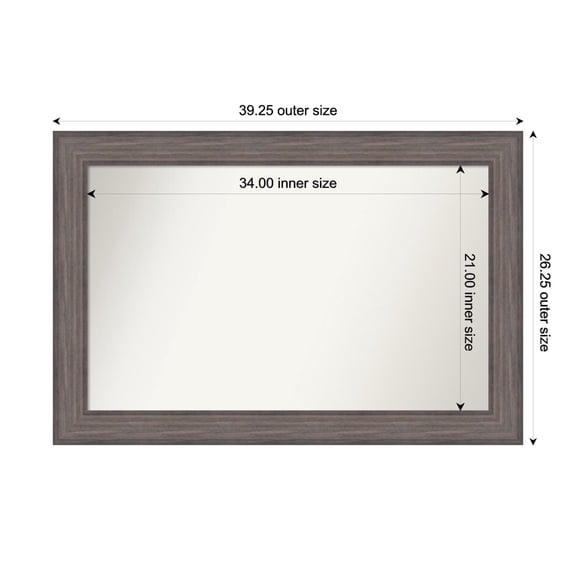 Amanti Art Custom Wall and Bathroom Mirror (26.25 x 39.25 in.), Country Barnwood Frame