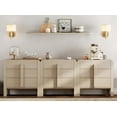 thumbnail image 2 of WAMPAT Commode à 9 Tiroirs pour Chambre, Commode 3-en-1 de 94,5 Pouces de Large Style Mi-Siècle Moderne, Commode en Bois avec Poignées Courbées, Meuble Télé, Rangement de Garde-Robe pour Chambre Ou Salon, Chêne Clair, 2 of 8