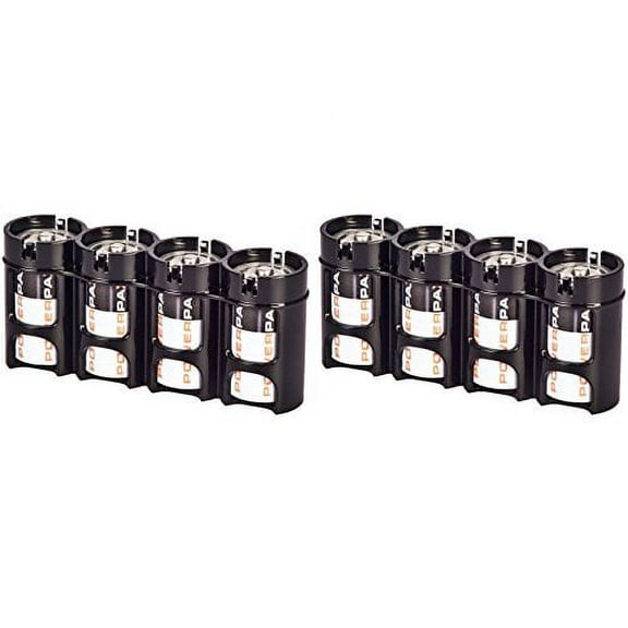 2 X Battery Holder By Powerpax C Battery Caddy, Black, 4-Pack "Each Holder Carries 4 Batteries"