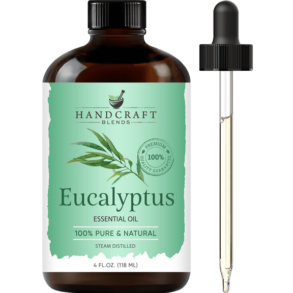 Handcraft Blends Eucalyptus Essential Oil - Huge 4 Fl Oz - 100% Pure and Natural - Premium Grade with Glass Dropper