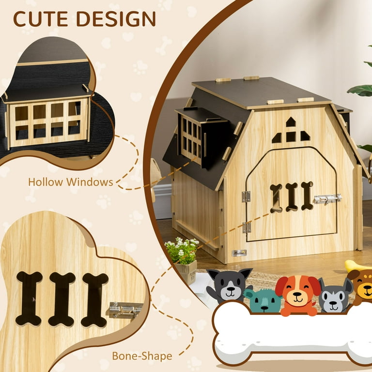 PawHut Cottage Design Small Dog House Indoor with Roomy Interior ...
