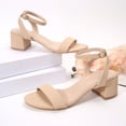 thumbnail image 5 of LuckLilac Women's Round Open Toe Sandals Chunky Low Heel Ankle Strap Heels Casual Daily Office Wedding Shoes, 5 of 7