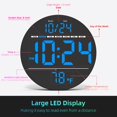 thumbnail image 3 of Reloj de pared digital con pantalla LED grande, brillo automático, temperatura, baja reflectividad, pequeño, silencioso, sin tictac, moderno reloj de pared eléctrico para dormitorio, sala de estar, of, 3 of 9