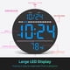 thumbnail image 3 of Reloj de pared digital con pantalla LED grande, brillo automático, temperatura, baja reflectividad, pequeño, silencioso, sin tictac, moderno reloj de pared eléctrico para dormitorio, sala de estar, of, 3 of 9