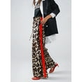 thumbnail image 4 of Women'S Cheetah Print Wide Leg Baggy Pants Y2k Side Loose Streetwear Trousers Brown XL, 4 of 8