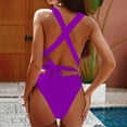 thumbnail image 4 of ylioge Womens Deep V Neck Swimsuits Tankini One-Piece Bathing Suits Ladies Trendy Solid Color Backless Slim-Fit Summer Beach Swimsuit, 4 of 6