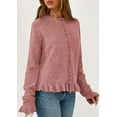 thumbnail image 4 of PRETTYGARDEN Womens Fall Button Down Cardigans Chunky Knit Ruffle Open Front Cropped Cardigan Sweaters Soft Long Sleeve Tops, 4 of 9