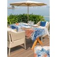 thumbnail image 5 of Outdoor Tablecloth with Umbrella Hole for Patio/Picnic/Party/Camping, Blue Ocean Octopus Waterproof Table Cloth Rectangle Table Cover Washable, Coastal Nautical Coral Starfish Leaves (60"x 120"), 5 of 9