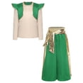 thumbnail image 4 of Yruioon Kids Boys Arabian Prince Suits 2 Piece Cap Long Sleeve Top and Harem Pants Sets Green 16, 4 of 5