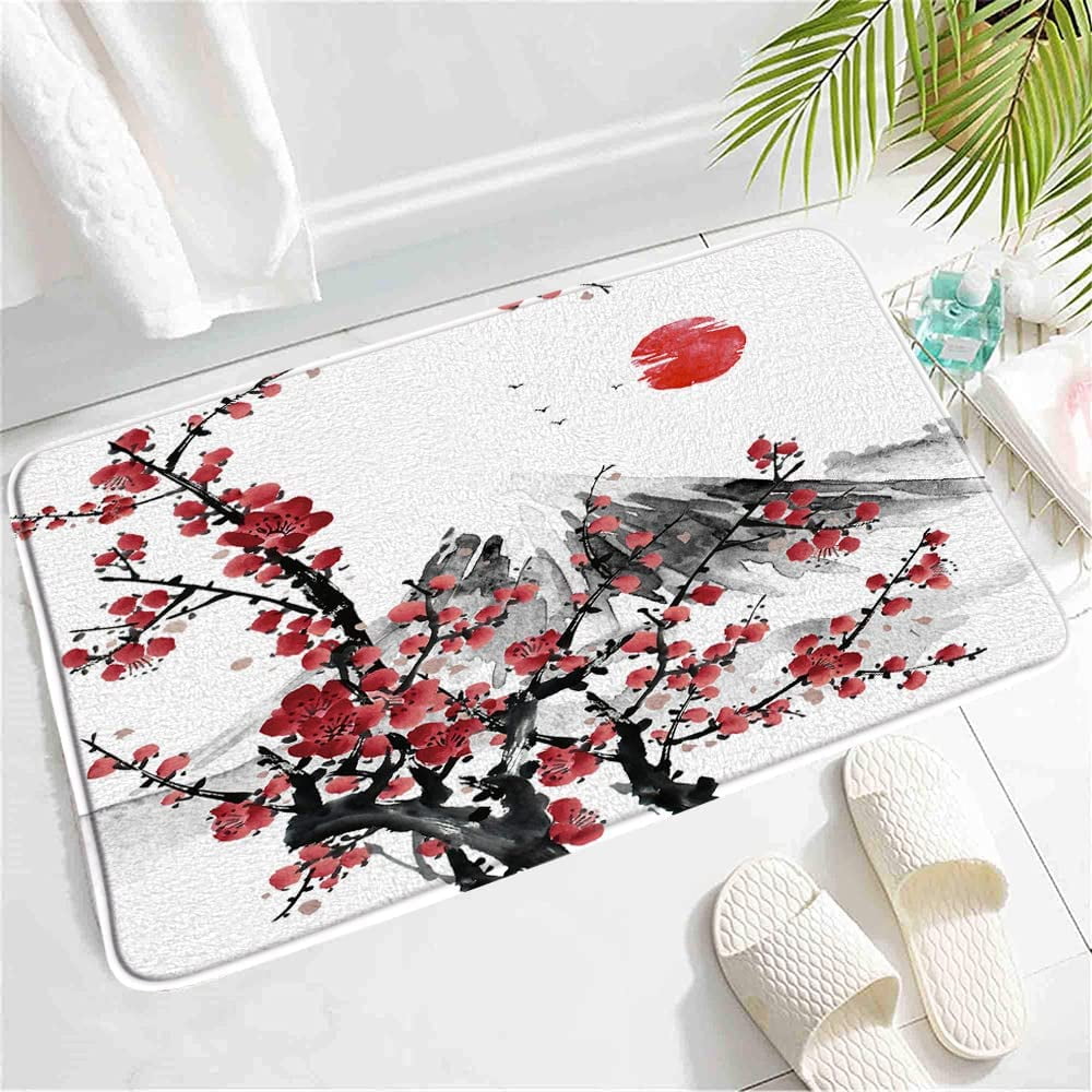【SALE/79%OFF】 Red Cherry Bath Mats for Bathroom Non-Slip Absorbent Microfiber S