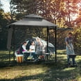 thumbnail image 4 of Gymax 13.5' x 4' Patio BBQ Grill Gazebo Side Awnings Shelves 2-Tier Canopy Outdoor, 4 of 10
