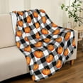 thumbnail image 2 of Fall Fleece Throw Blankets, Black and White Buffalo Check Plaid with Orange Pumpkins Throw Blanket for Couch Sofa Bed, Soft Lightweight Fuzzy Cozy Flannel Blanket Autumn Decor 40" x 50", 2 of 3