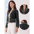 thumbnail image 2 of DARING DIVA Women's Vintage Notched Lapel Long Sleeve Cropped Blazer S Black, 2 of 6