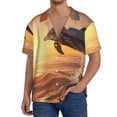 thumbnail image 1 of Balery Sunset Dancing Dolphin A Camisa Casual de Manga Corta con Botones para Hombre, Texturizada, Estilo Cubano, para Playa, Verano-3X-Large, 1 of 5