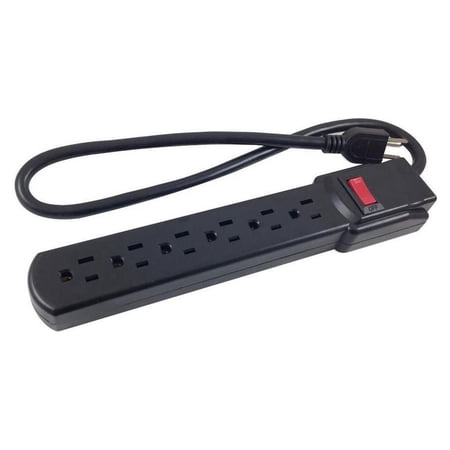 UPC: 0808447069020 | Comprehensive 6-Outlet Black Surge Protector 6Ft AC Cord