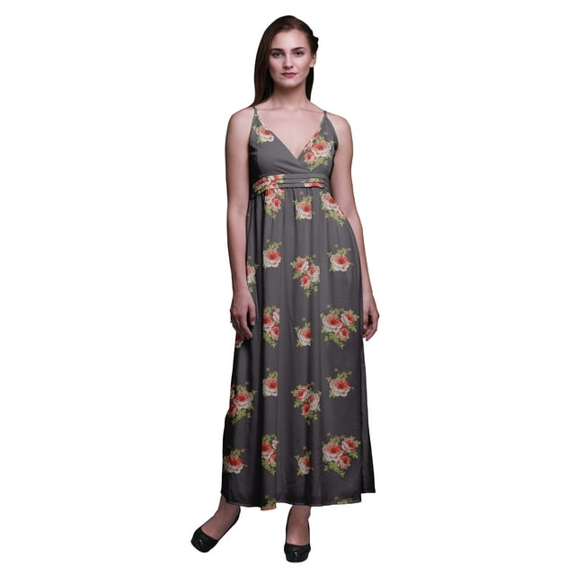 Bimba Robe Longue d'Été Sans Manches à Imprimé Teinture sur Nœuds Décontractée de Plage pour Femmes à Fleurs - Medium