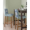 thumbnail image 2 of Blue Boho Bar Stool Covers Set of 6, Farmhouse Bohemian Medallion Oriental Flower Stretch Washable Bar Chair Covers with Backs, Removable Pub Counter Height Chair Cover for Kitchen Dining Room Cafe, 2 of 7