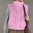 thumbnail image 5 of qolati Womens Puffer Vest Cropped Lightweight Button Down Quilted Vest Scrunch Stand Collar Sleeveless Padded Gilet Coat with Pockets Pink L 8, 5 of 8
