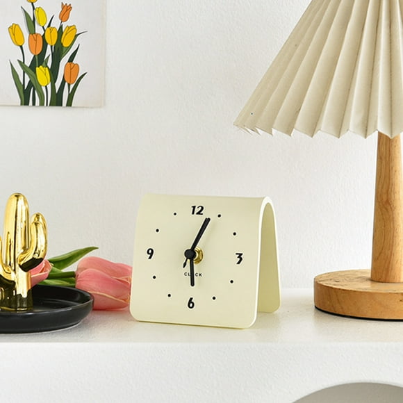 Modern White Tabletop Clock - Small Decorative Desktop Clock for Living Room, Office & Home Decor