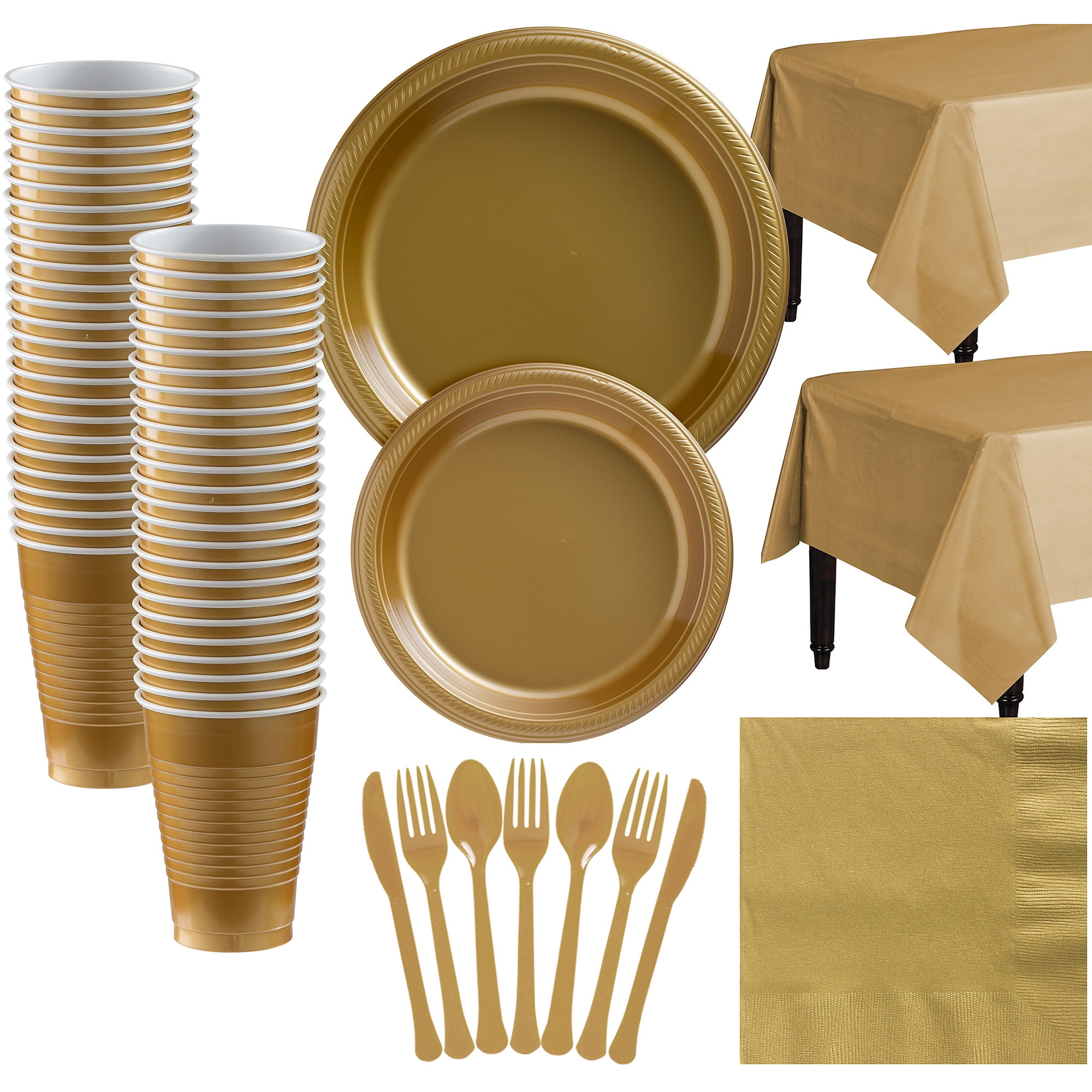 Plastic Tableware Kit for 50 Guests, Party Supplies, Plates, Cups