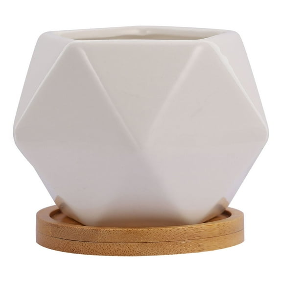 WEAVILUX Ceramic Succulent Flowerpot White 3Set 3Inch