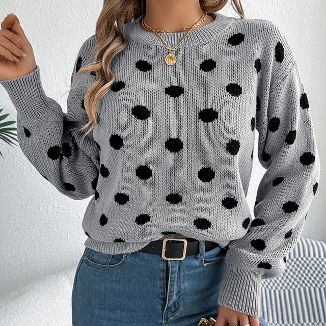 Chandails pour Femmes, Blouse Chandail en Tricot à Manches Longues à Col Rond pour Femmes, Cadeaux pour Femmes, P
