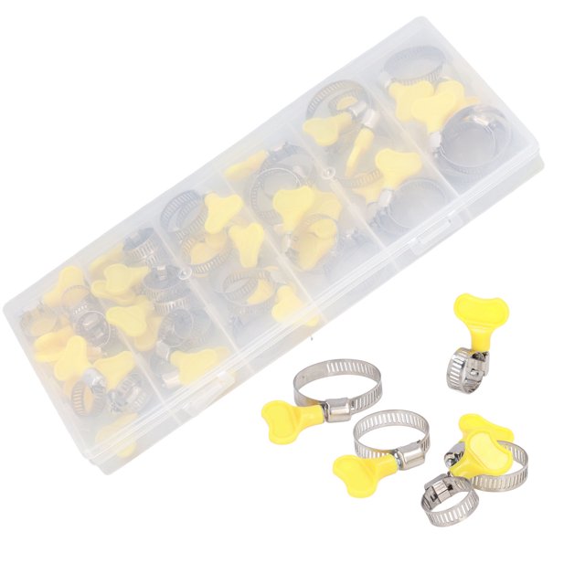 Worm Gear Clamp Adjustment Handle Corrosion Resistant Hose Clamp Clip 44 Pcs Rust Proof for Household