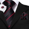 thumbnail image 2 of Corbata de boda de seda a rayas rojas y negras para hombre, regalo de gemelos a mano, corbata para hombre, moda para fiesta de negocios, envío directo Dengxun unisex, 2 of 2