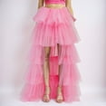 thumbnail image 2 of vigerkar Womens Tiered Ruffle Tulle Maxi Skirt a Line Elastic High Waist Tutu Long Skirt Puplum Mesh Skirt Wedding Skirt Pink, One Size, 2 of 5
