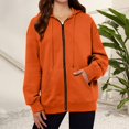 thumbnail image 2 of QASIEATN Trendy Fall Women's Zip Up Hoodies Pocket Long Sleeve Hooded Threaded Sweater Ladies Zipper Top, 2 of 4