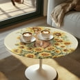 thumbnail image 2 of SEANATIVE 24 x 24 Inch Round Highboy Cocktail Table Covers with Elastic Edge Elegant Party Round Table Cloth Easy Maintenance Table Decorations Highboy Tablecloth, Sunflower Butterfly Cute Cat, 2 of 7
