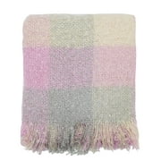 Fennco Styles Cozy Faux Mohair Plaid Fringed Throw Blanket