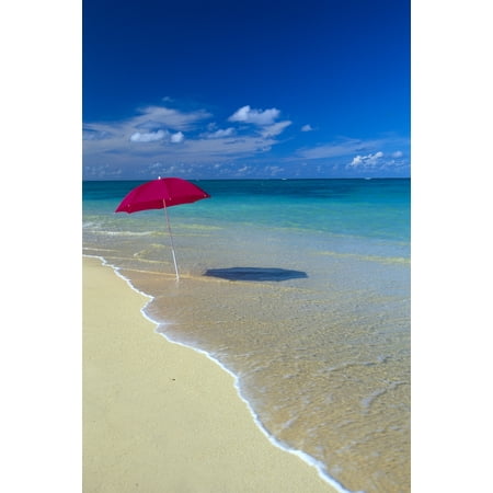 Red Beach Umbrella In Sline Waters Clear Turquoise Water B1455 Red Beach Umbrella In Sline Waters Clear Turquoise Water B1455 Stretched Canvas Dana Edmunds Design