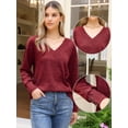 thumbnail image 2 of DARING DIVA Women's V Neck Long Sleeve Casual Knit Tunic Sweater XL Dark Red, 2 of 6