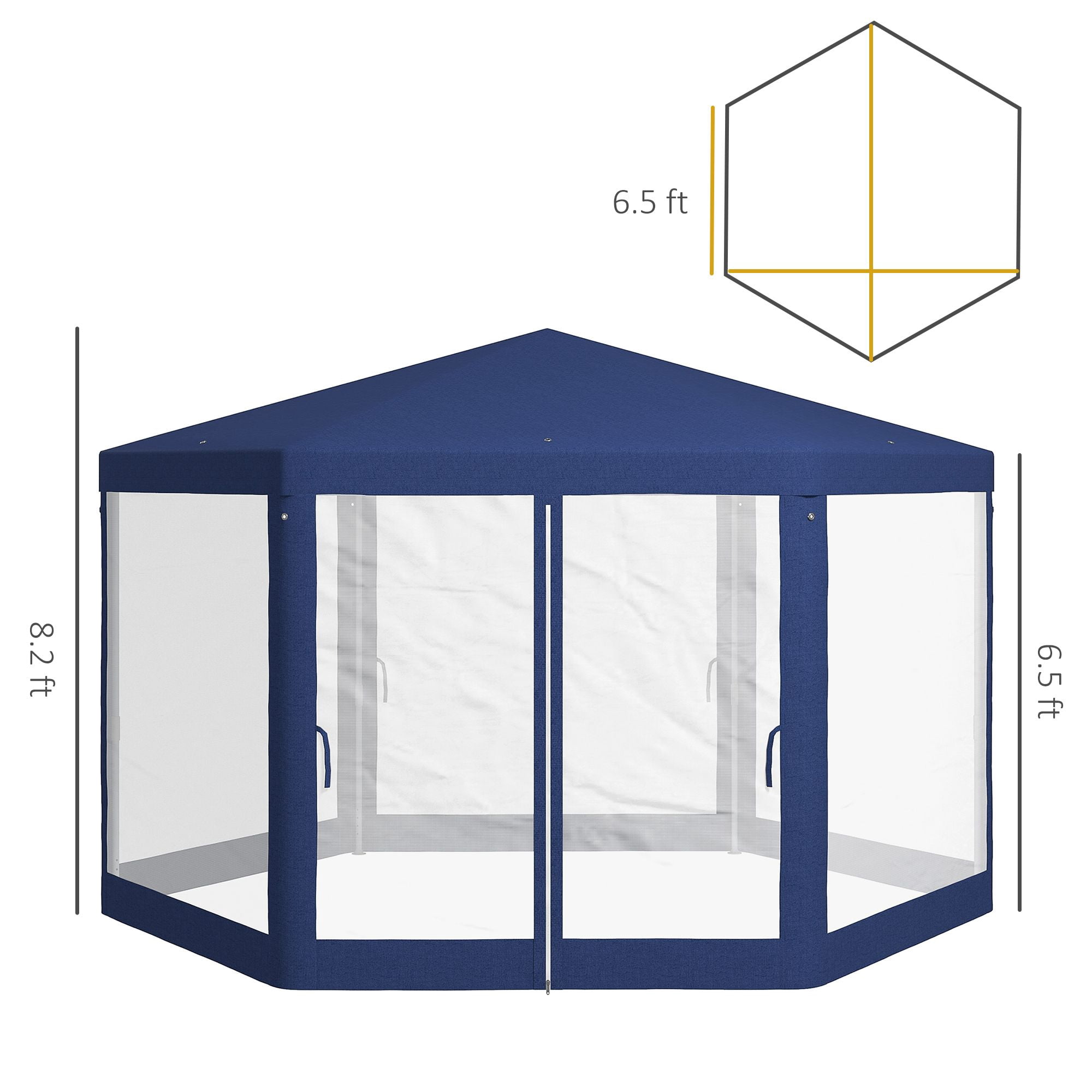 Dranite 13' x 11' Hexagon Outdoor Party Tent,Includes Ropes & Stakes for Stability