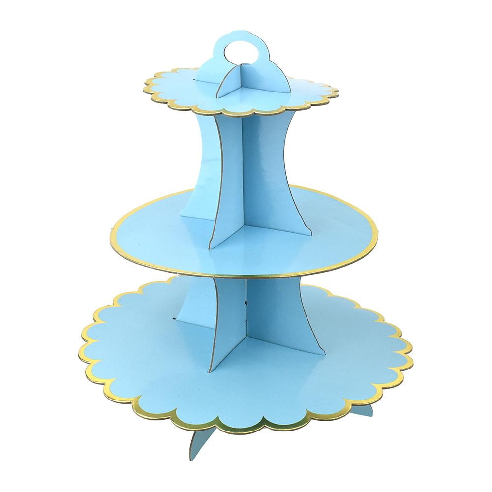 3Tier Cardboard Cupcake Stand, Blue, 13Inch