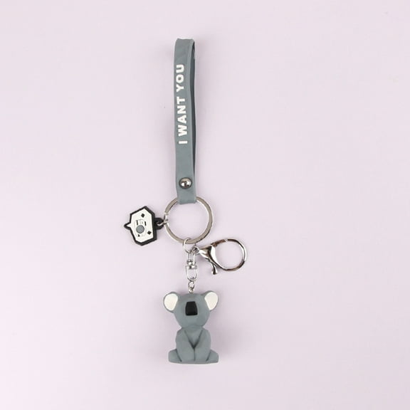 OUNONA 3pcs Koala PVC Keychains Geometric Keyring Hanging Pendant Decor for Purse Handbag Car Key (with Lanyard)