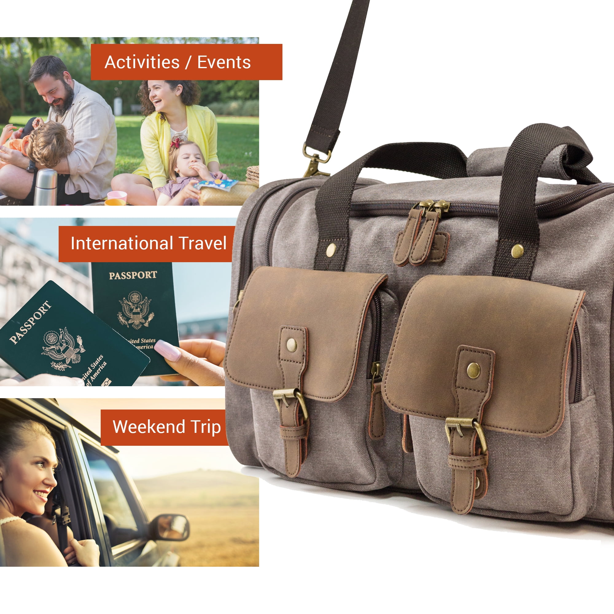 Gearonic 23” Large Weekender Duffle Bag, Gray