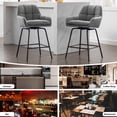thumbnail image 2 of BRILHAMEZ Modern Counter Height Bar Stools with Backrest, Upholstered PU Faux Leather Dining Chairs with Gold Metal Frame, Beige, Set of 4, 2 of 6