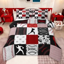 jejeloiu Ball Game Gaming Queen Comforter Set,Baseball Sport Bedding Comforter Set For Kids Reversible 3 Pieces