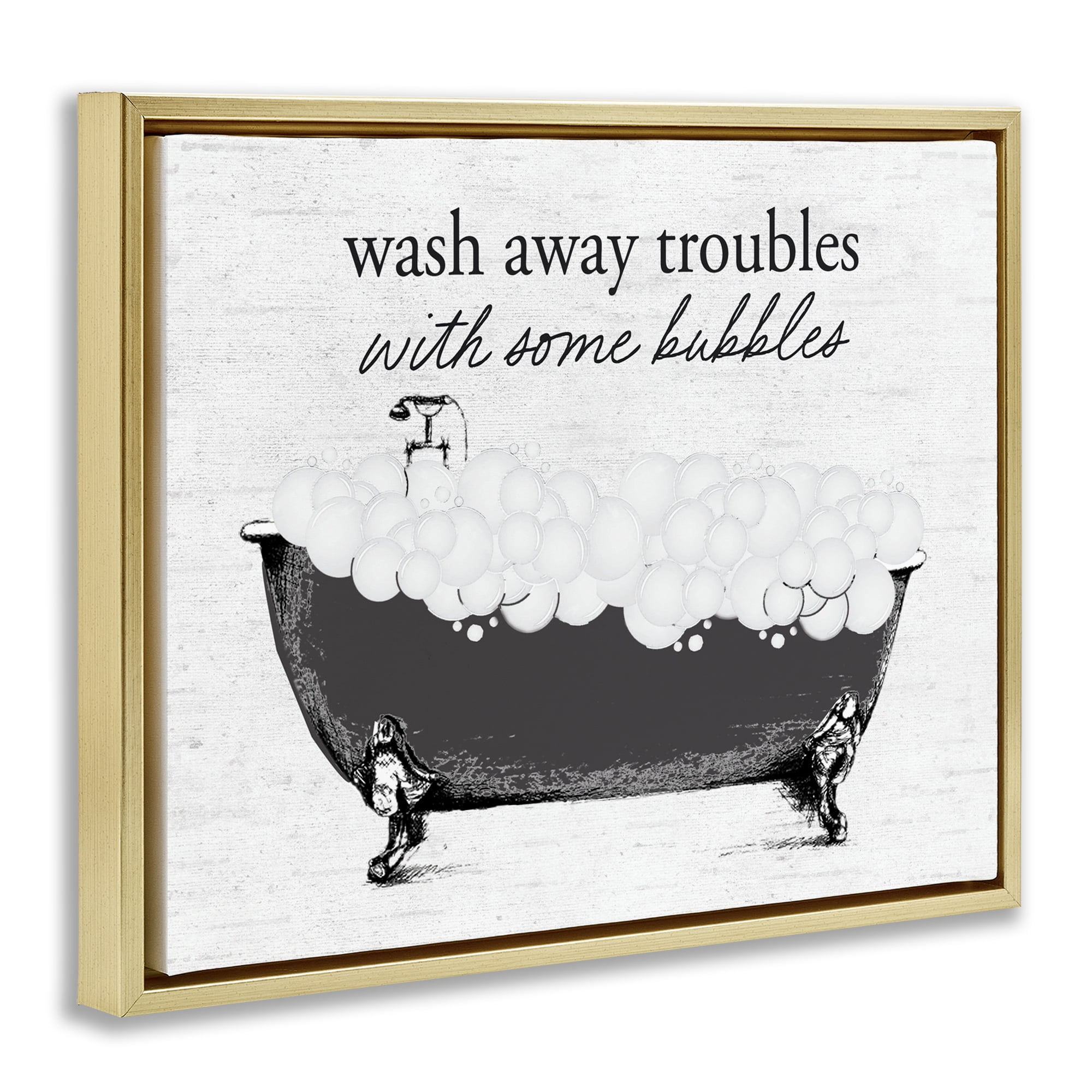 Uplifting Bubble Bath Rhyme Gold Framed Floater Canvas Wall Art, design by Lettered and Lined