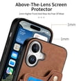 thumbnail image 6 of for iPhone 17 Phone Case Wallet with Card Holder,PU Leather Flip Folio Case,RFID Blocking Ring Holder Kickstand Wrist Strap Magnetic Protective Women Men Cover,Brown,For iPhone 17, 6 of 11