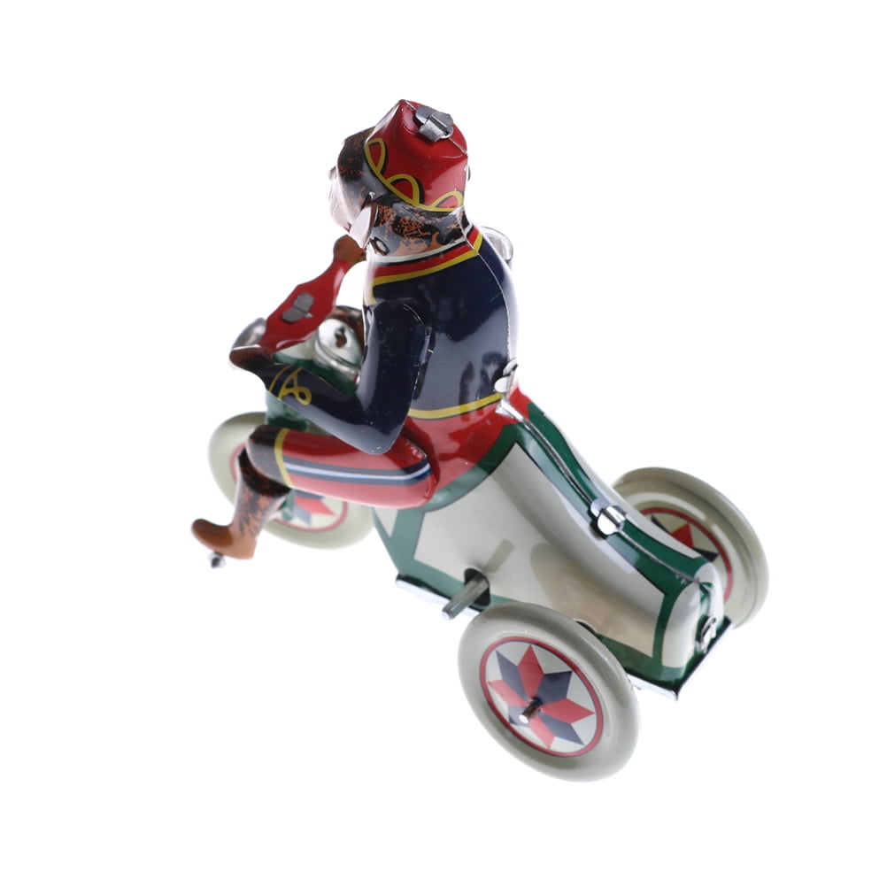 1Pc Wind Up Toy Collectible Retro Clockwork Tin Toys Monkey Riding a Car US 