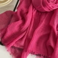 thumbnail image 5 of LSQii Scarf for Women Lightweight Solid Color Cotton Linen Scarves Oversize Long Retro Shawl Wrap Fashion Clothing Accessories Spring Summer Hot Pink, 5 of 5