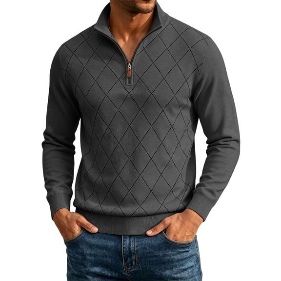 Guluxicc Dressy Sweatshirts for Men Quarter Zip Mock Neck Ribbed Cuffs Long Sleeve Casual Sweatshirts Fall Winter Pullover