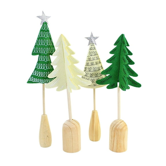 Ganz MX180828 Holiday Tree, Set of 4, Wood and Felt