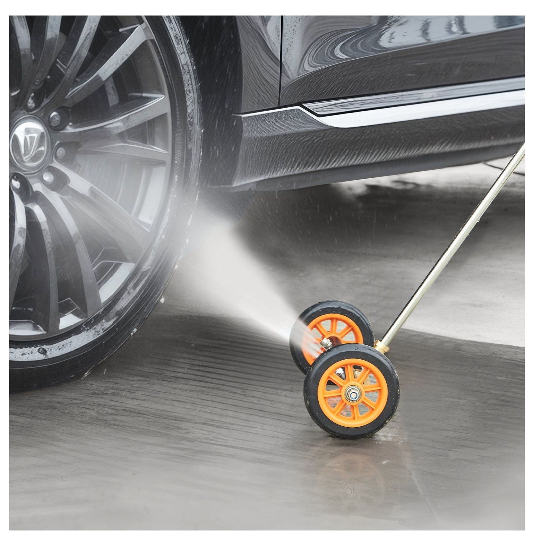 16" Pressure Washer Undercarriage Cleaner with 2 Wheels 2 Extended Wands