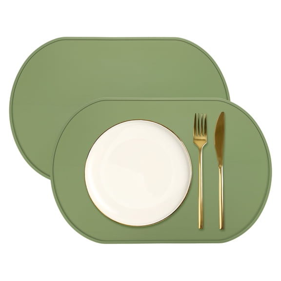 Uxcell 2 Pcs Silicone Placemat, Table Placemats for Table Protection, Green