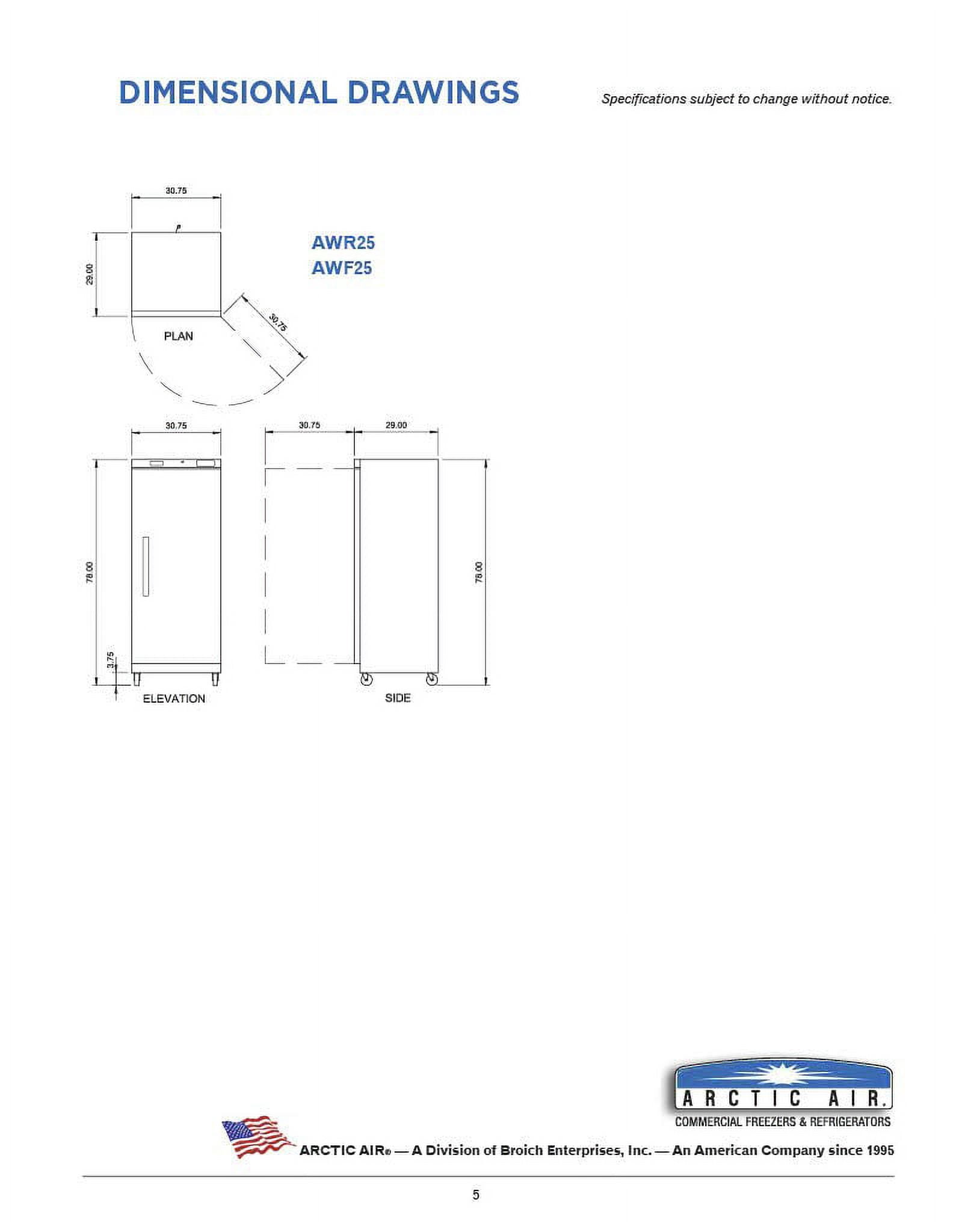 Arctic Air AWF25 Arctic Air AWF25 Single Door Reach-in Freezer, White