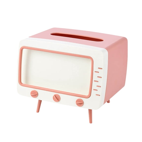 Eqslft Tissue Box Holder Retro TV Tissue Box Cover,Cell Phone Holder Tampon Holder for Toilet Paper Napkin Box Desktop Decoration for Room Bathroom Kitchen Dining